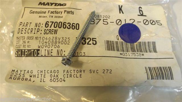 MAYTAG WHIRLPOOL REFRIGERATOR 67006360 Screw NEW IN BAG MAYTAG WHIRLPOOL REFRIGERATOR 67006360 Screw NEW IN BAG